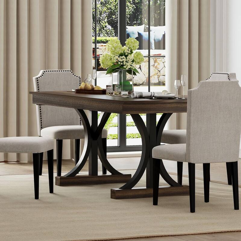 71-Inch Kitchen Dining Table with Two Drawers for Kitchen, Dinner 6-8