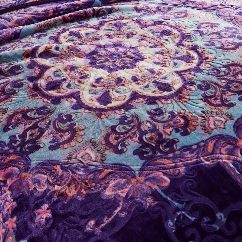 Heavy Crafted Thick Floral 9-pound Winter Fleece Blanket 85"x95"