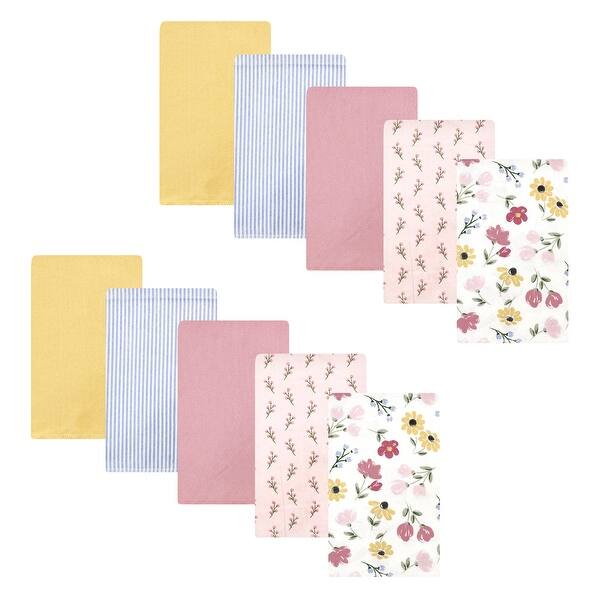 slide 1 of 1, Hudson Baby Infant Girl Cotton Flannel Burp Cloths, Soft Painted Floral 10 Pack, One Size