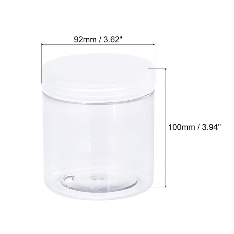 Round Plastic Jars with Transparent Screw Top Lid, 4Pcs