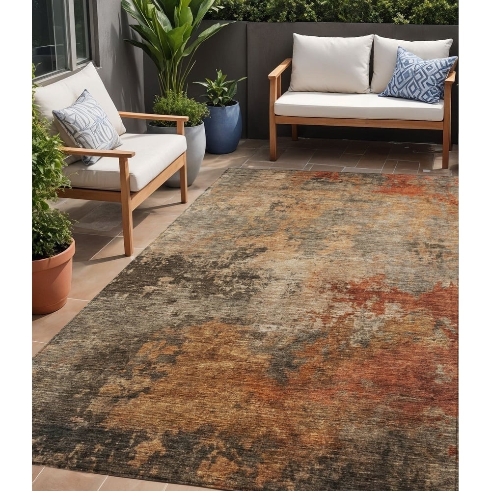 HomeRoots Abstract Transitional Rectangle Outdoor Rug