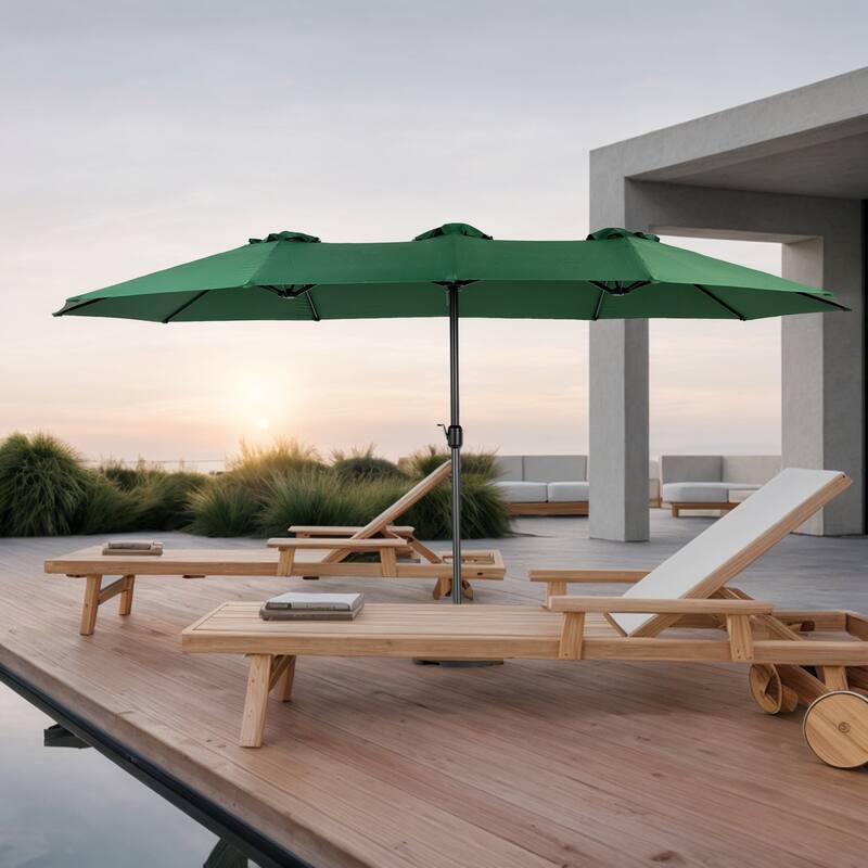 14.86 ft. Steel Market Outdoor Patio Umbrella with 12 Ribs, Crank Open/Close System, Double Sided Umbrella