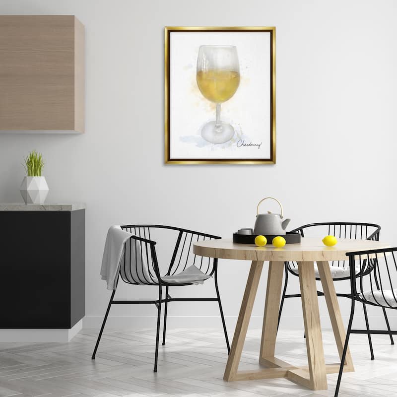 Stupell Modern Chardonnay in Glass Framed Floater Canvas Wall Art Design By Matthew Piotrowicz
