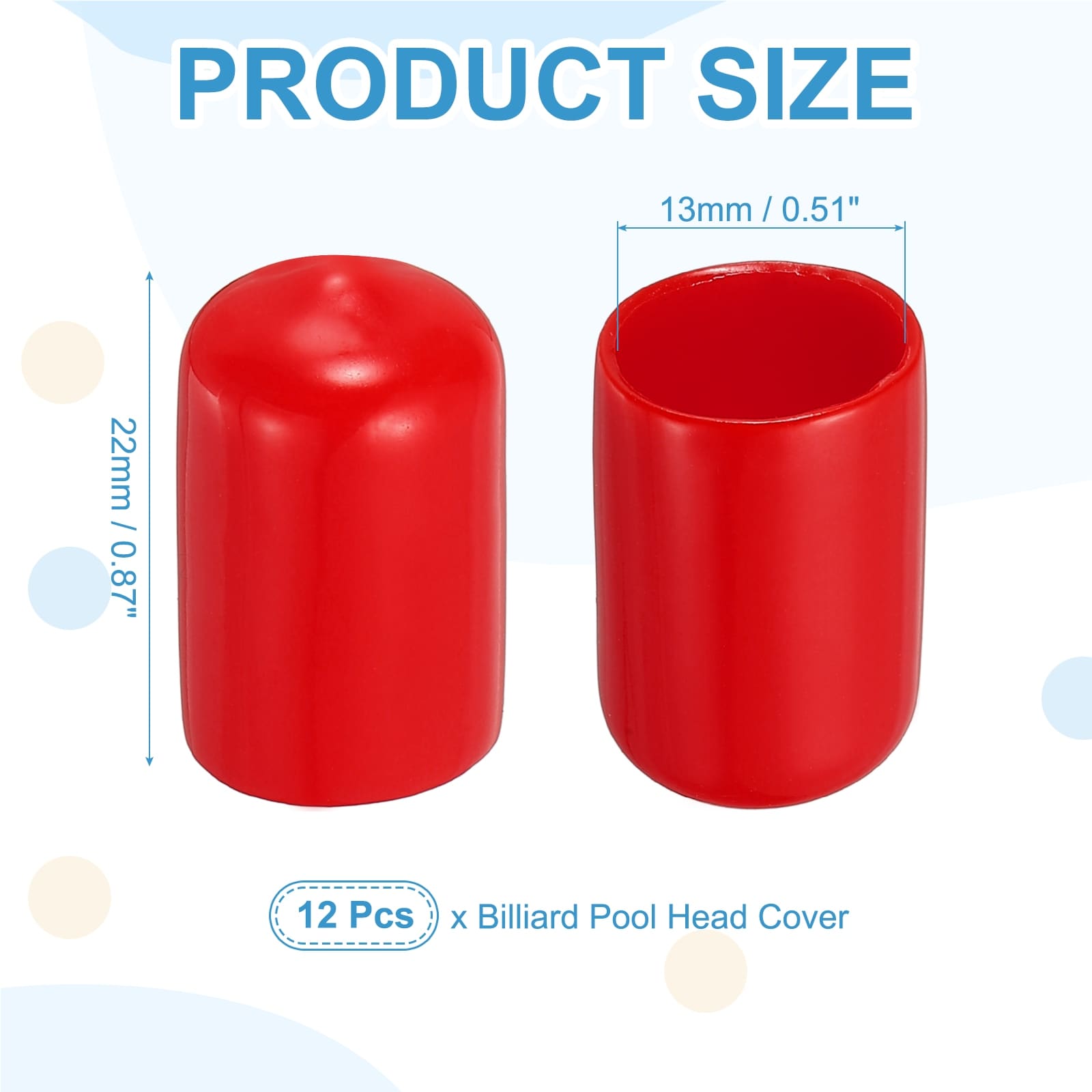 Pool Tip Cover, Rubber Cue Protector, Billiard Pool Durable Head Covers Bottom Portable Snooker Accessory