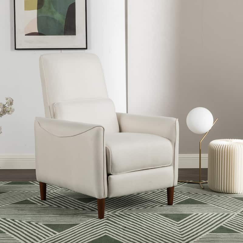 Roomfitters Push Back Recliner Chair, Modern Upholstered Accent Lounge Seating, Beige - Beige