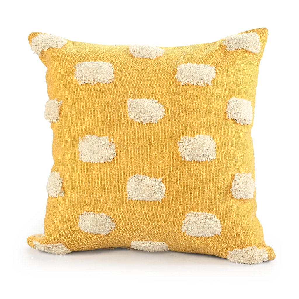 Textured Pom Pom Polka Dot Throw Pillow - 20" - Yellow and White