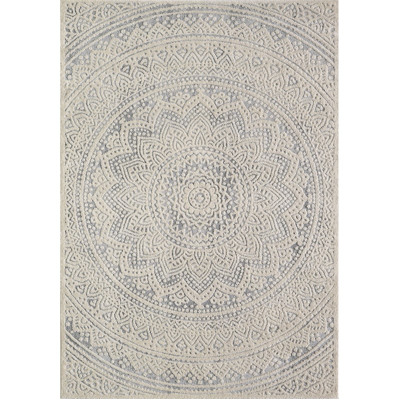 Venice Collection Gray Medallion Style Area Rug