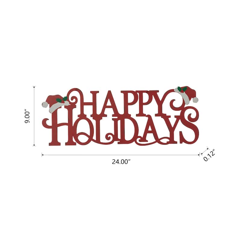 Glitzhome 24"L Metal MERRY CHRISTMAS or HAPPY HOLIDAYS Wall Decor Art