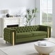 preview thumbnail 3 of 32, Keyser Modern Glam Tufted Velvet 3 Seater Sofa by Christopher Knight Home - 83.75" L x 34.50" W x 27.25" H Green+Gold