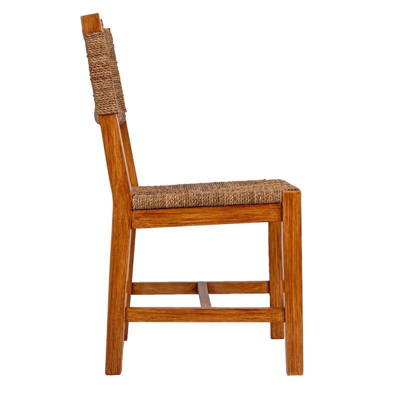Willowbrook Solid Wood and Natural Woven Seagrass Rope Dining Chair (Set of 2)