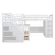 preview thumbnail 37 of 43, Twin-Twin over Full L-Shaped Bunk Bed with 3 Drawers, Portable Desk, Wardrobe, Guardrails & Solid Pine Frame, Grey