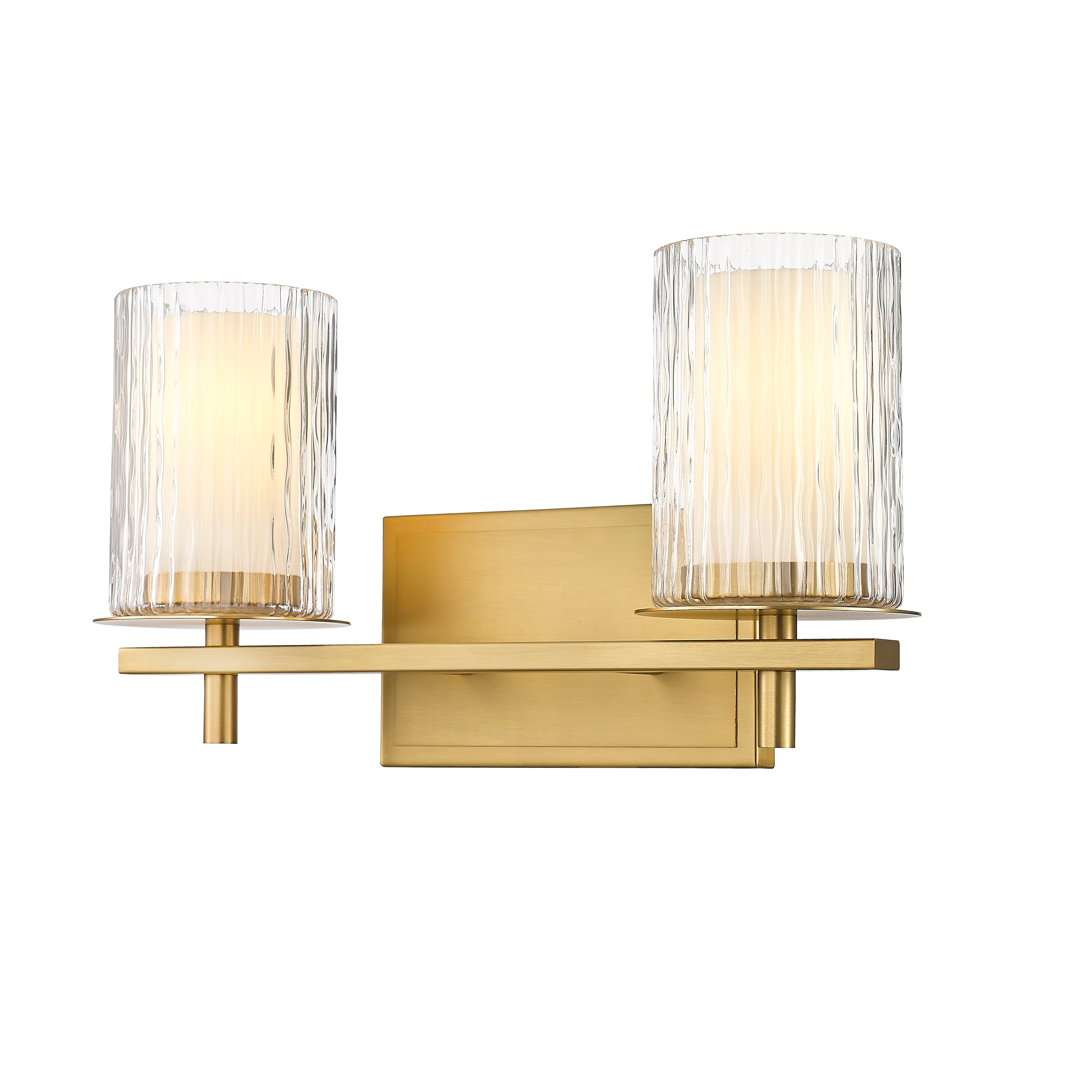 Grayson by Z-Lite 2 Light Vanity in Modern Gold with Clear + Etched Opal Glass Shade
