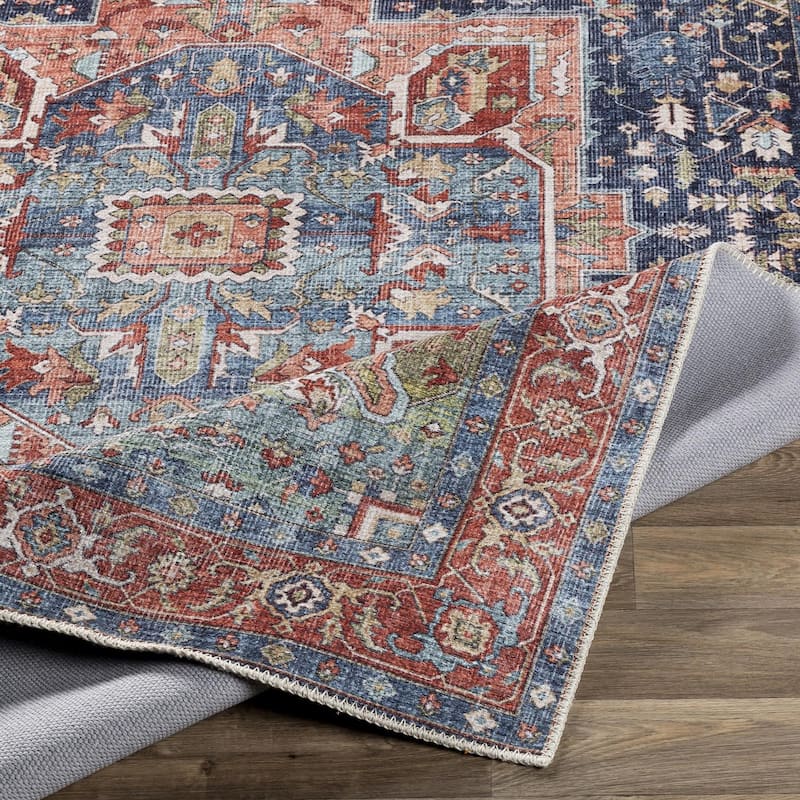 Livabliss Vintage Amelie Medallion Washable Area Rug