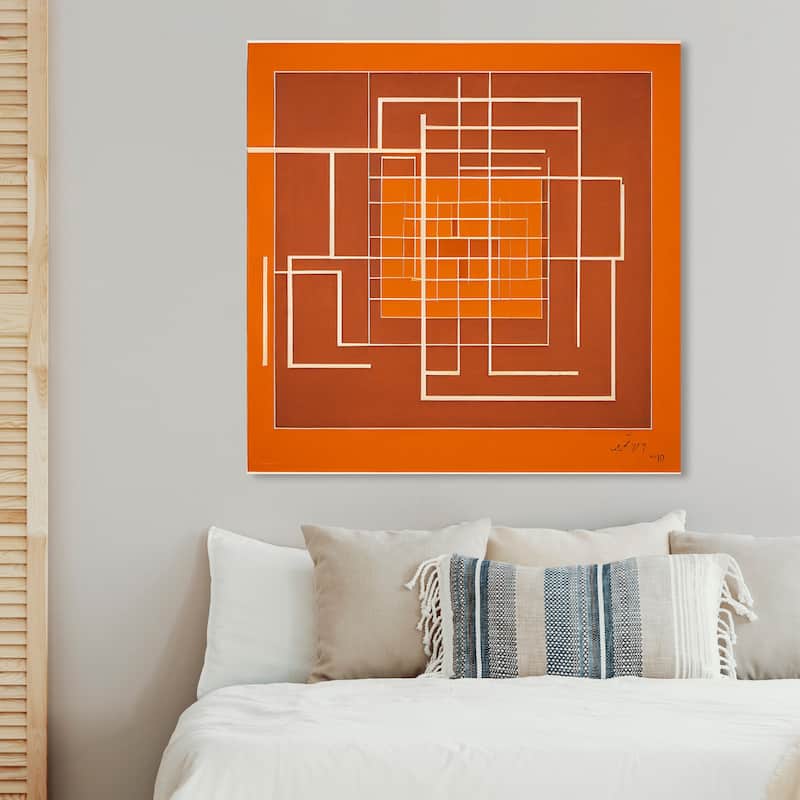 Wynwood Studio Canvas Abstract Minimalist Squares Orange and Cream White Modern & Contemporary Wall Art Canvas Print - 40 x 40