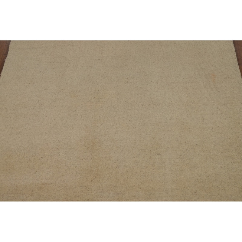 Beige Gold Modern Gabbeh Oriental Area Rug Hand-Knotted Wool Carpet - 4'1" x 5'9"