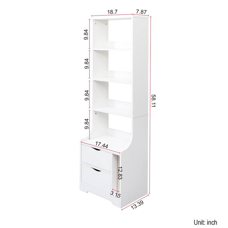 Modern Nightstand with Built-In Bookshelf & Dual Storage Drawers‌
