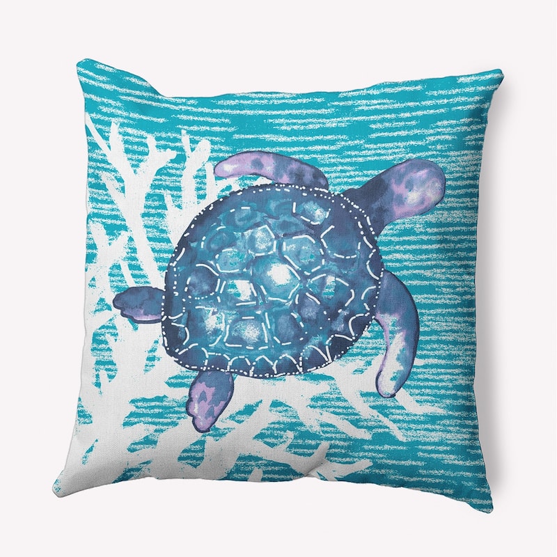 Turtle Friend Indoor/Outdoor Throw Pillow - Carribbean Turquoise - 18" x 18"