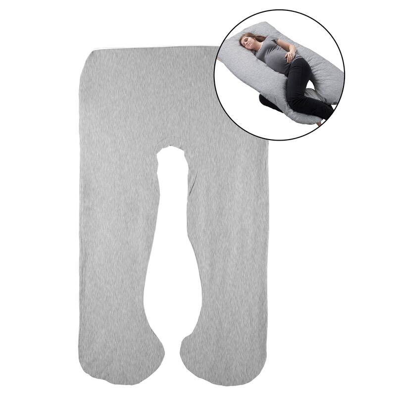 Full Body Pillow Cover - U-Shaped 100% Jersey Cotton Pillowcase by Lavish Home (Gray) - Grey - Specialty