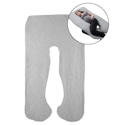 Full Body Pillow Cover - U-Shaped 100% Jersey Cotton Pillowcase by Lavish Home (Gray)