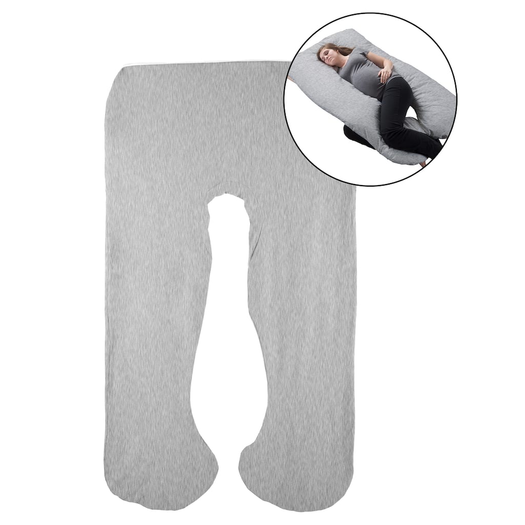 Full Body Pillow Cover - U-Shaped 100% Jersey Cotton Pillowcase by Lavish Home (Gray)