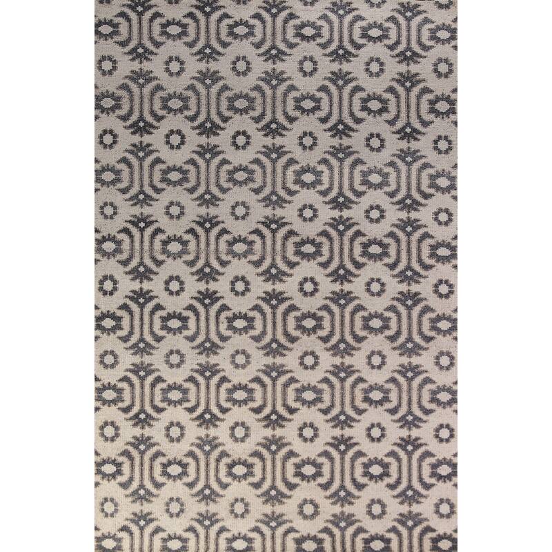 All-Over Geometric Moroccan Oriental Rug Hand-Knotted Wool Carpet - 4'1" x 7'11"