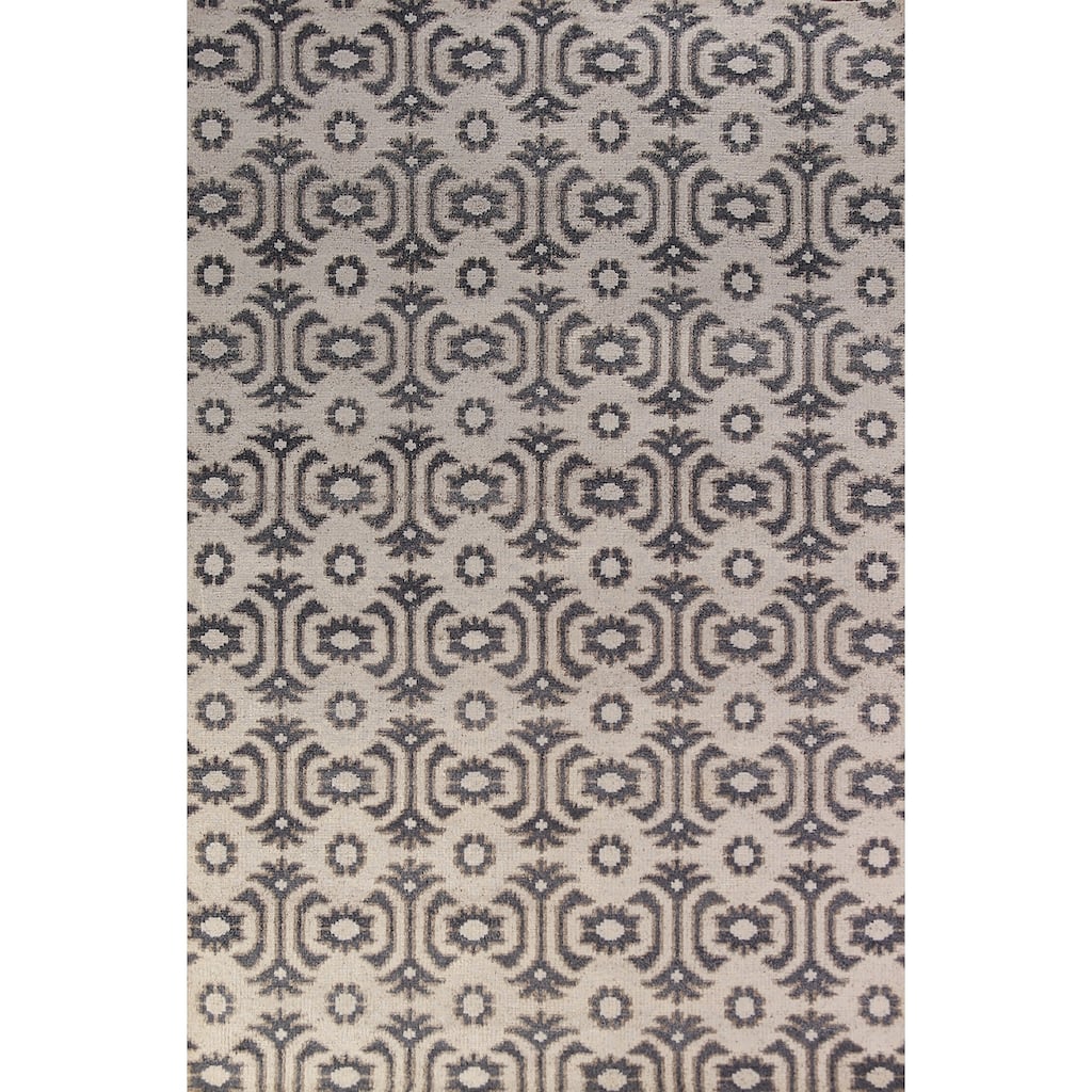 All-Over Geometric Moroccan Oriental Rug Hand-Knotted Wool Carpet - 4'1" x 7'11"