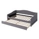 preview thumbnail 30 of 34, Teddy Fleece Twin Size Upholstered Daybed with Pull-out Trundle Bed and LED Light, Sofa Bed Frame for Bedroom Apartment