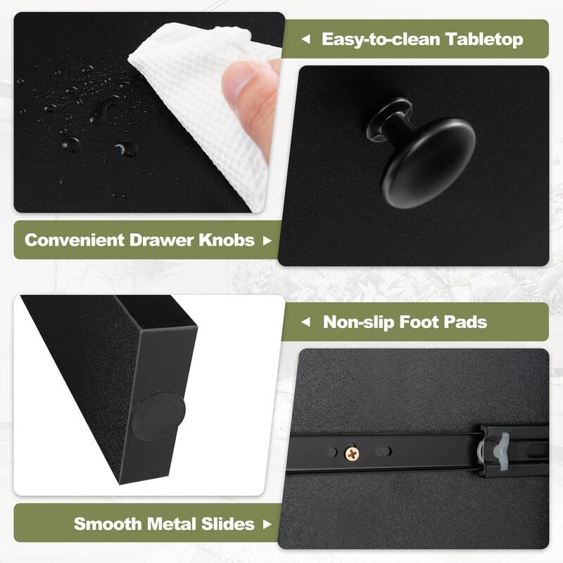 Costway 48" Computer Desk with Power Outlets Type-C 5-Cubby Hutch & 2