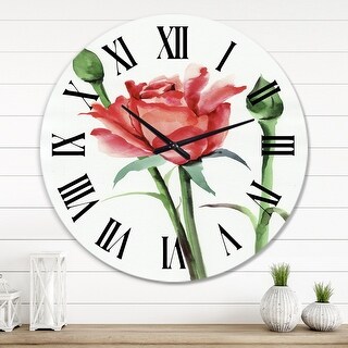 Designart 'Red Rose With Buds' Traditional wall clock - Bed Bath ...