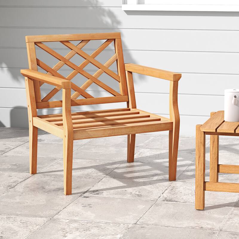 Gymax 2PCS Patio Dinning Chair w/ Cozy Backrest & Armrests Slatted
