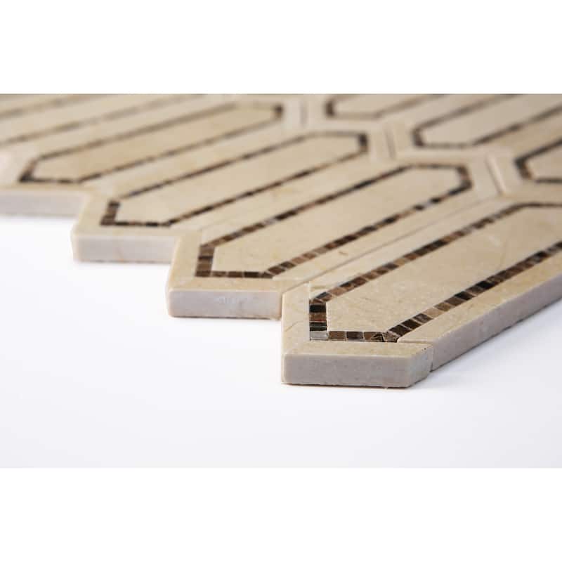 Cream Marfil and Dark Emperador Long HoneyComb Marble Mosaic Tiles - Case (5 Sheets)