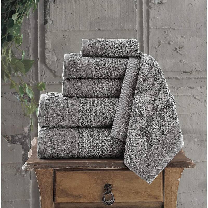 Boston Towel Collection Turkish Cotton Luxury and Soft 2 Large Bath Towels, 2 Washcloths and 2 Hand Towels (Set of 6) - Grey