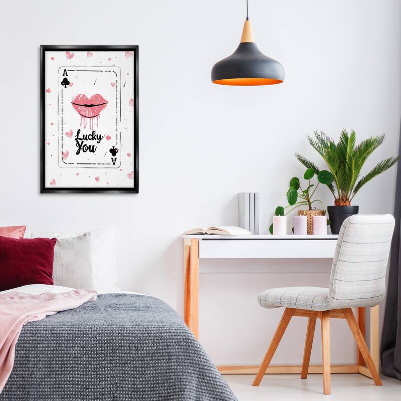 Stupell Lucky You Playing Card Framed Floater Canvas Wall Art Design By LSR Design Studio