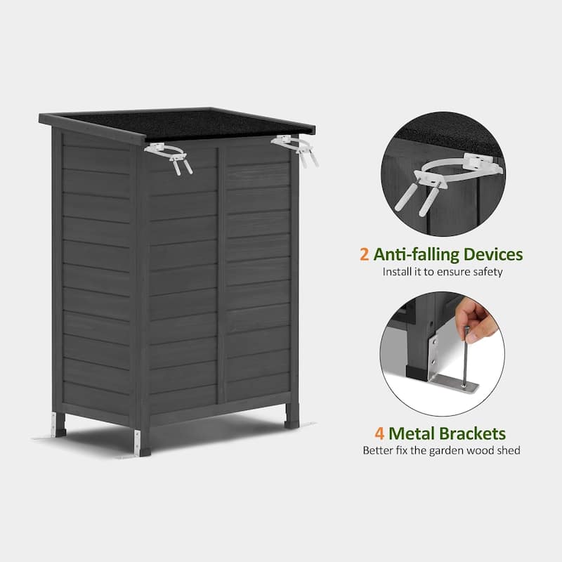 MCombo Small Outdoor Storage Cabinet Shed with Double Doors (24.6" x 18.3" x 38.2"), Wooden 0985