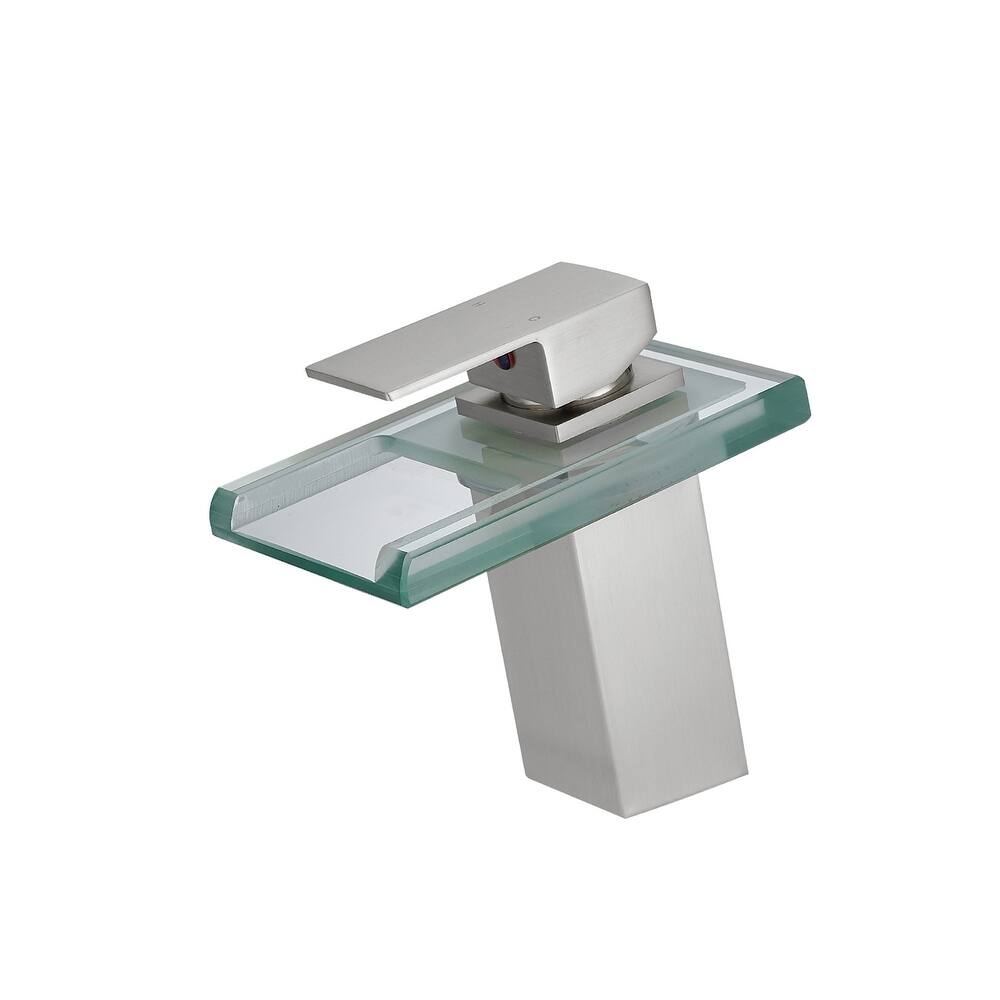 Single Handle Waterfall Bathroom Faucet with LED Light Bathroom Sink Basin Faucets