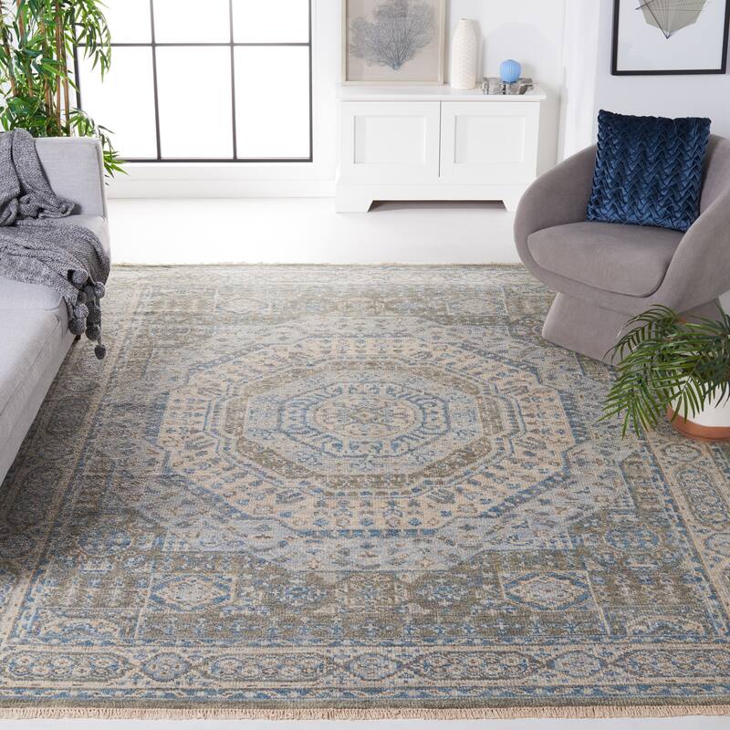 SAFAVIEH Hand-Knotted Samarkand Resi Traditional Wool Rug - 8' x 10' - Light Gold/Ivory