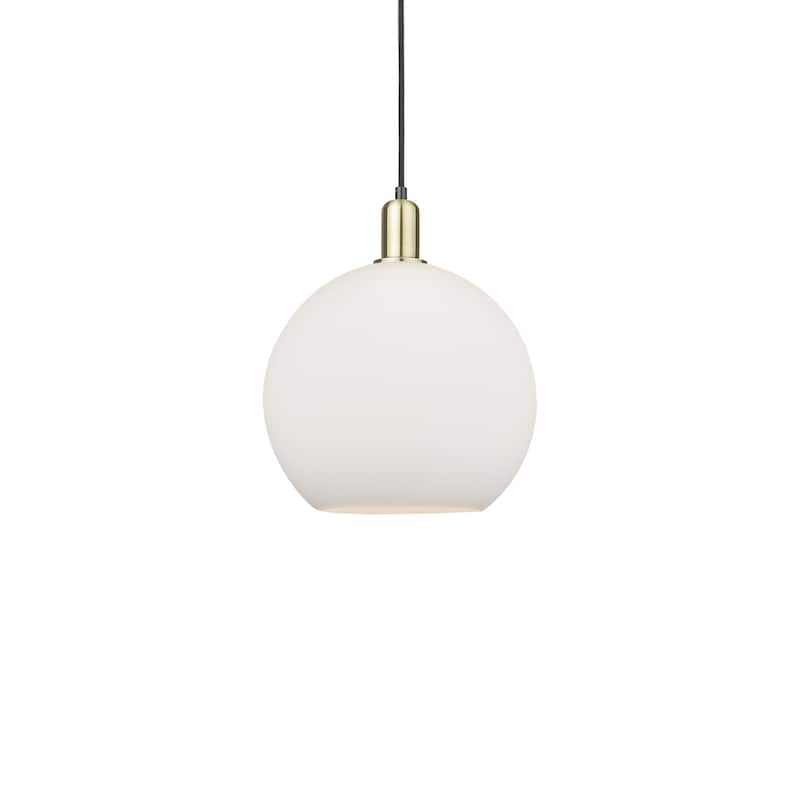 Innovations Lighting 716-1P-15-12 Athens Pendant Athens 12" Wide - Black Antique Brass / Matte White