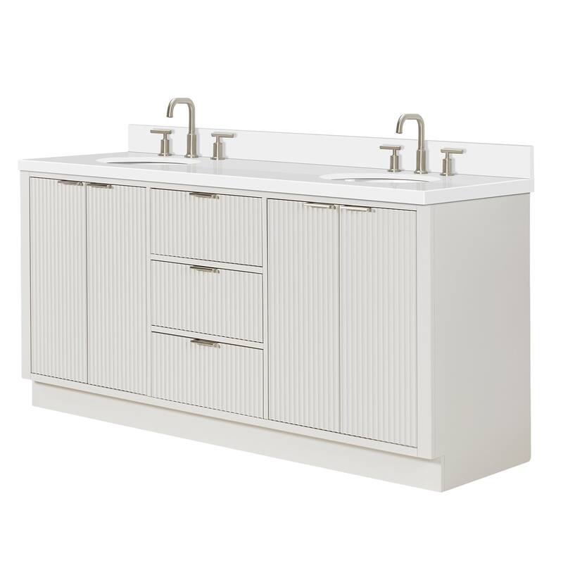 Ariel P73DWQOVO Milan 73" Free Standing Double Oval Basin Vanity Set