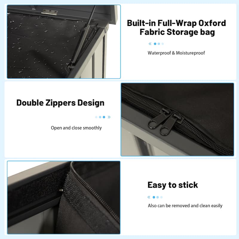 Outdoor Storage Box, 200 Gallon Metal Deck Box Built-in a Oxford Fabric Storage Bag, Lockable & Waterproof Patio Storage Box