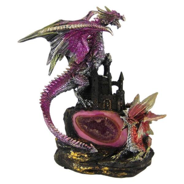 Geode Statue Metallic Gothic Double Dragon Geode Statue Figure Evil - 10 X 8 X 6 ...