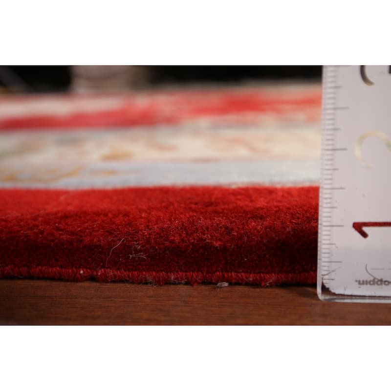 Red Art-Deco Chinese Vintage Area Rug Handmade Wool Carpet - 9'0" x 12'0"