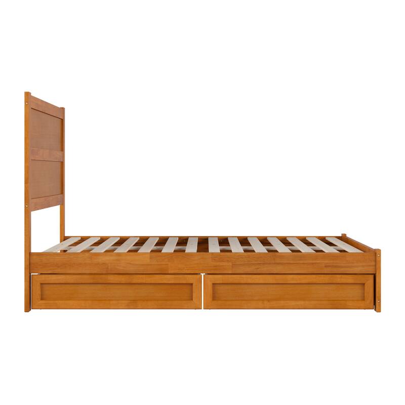 Aveline Wood Platform Bed with Matching Footboard & Storage Drawers