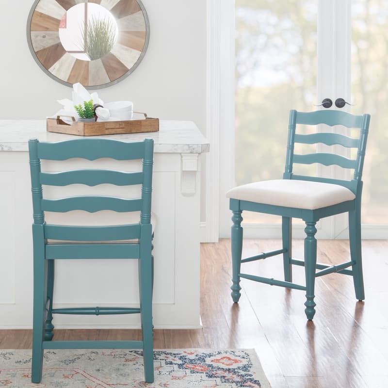 Linon Mason Antique Blue Counter Stool