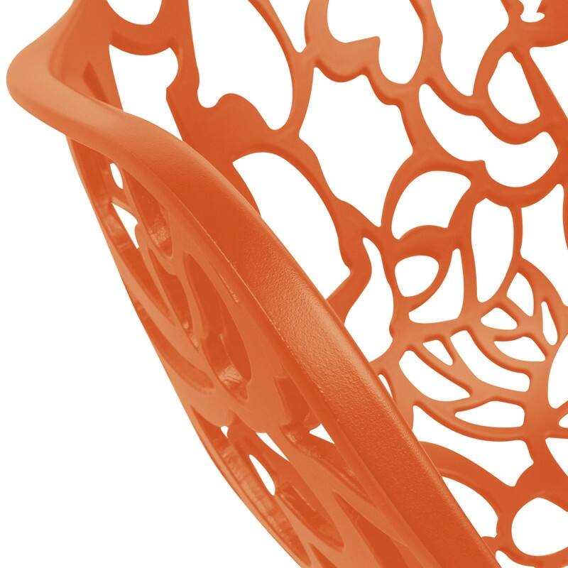 Devon Modern Floral Cutout Dining Chair with Integrated Armrest Stackable Aluminum Frame UV-Resistant Patio Chair Set of 2