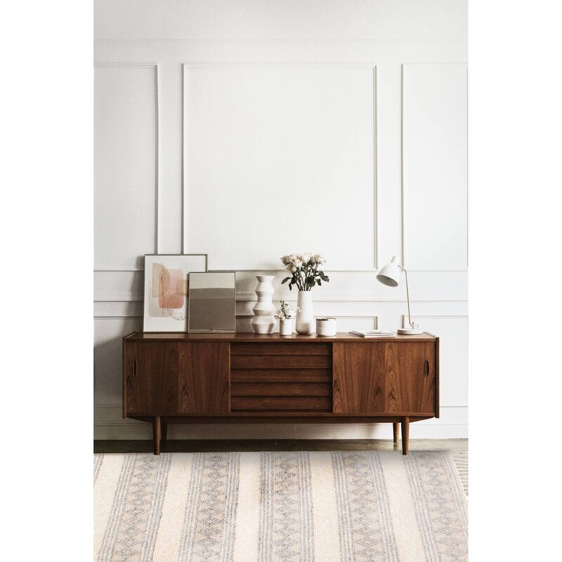 ECARPETGALLERY Braid weave Sienna Grey Wool Rug - 5'3 x 7'5