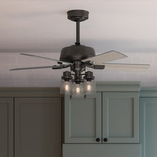 Hunter 44" Hartland Ceiling Fan with LED Light and Pull Chains - Farmhouse, Transitional