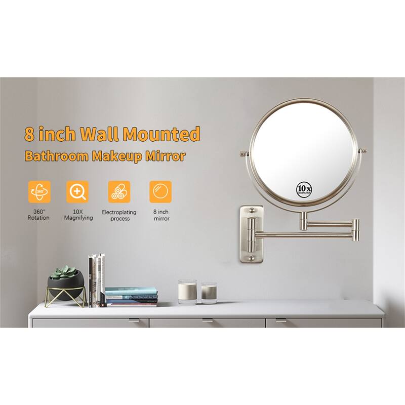 10x/1x Wall Mounted Magnifying Mirror Double-Side Mirrors for Wall