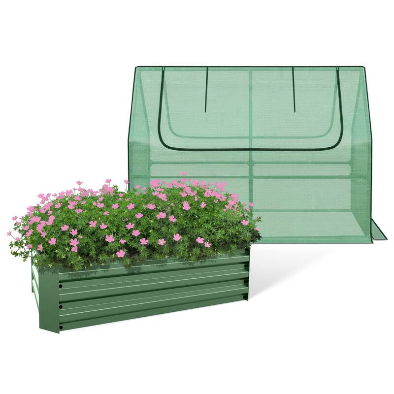 Aoodor Raised Garden Bed Kit with PE Cover, Screen Windows