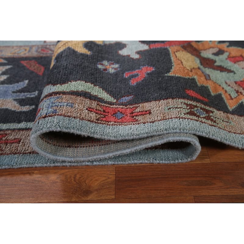 Light Blue Oushak Living Room Area Rug Handmade Wool Carpet - 9'1"x 11'8"