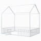 preview thumbnail 9 of 26, Full Size Metal House Bed with Fence, Roof and Door for Kids, Boys and Girls, Bedroom
